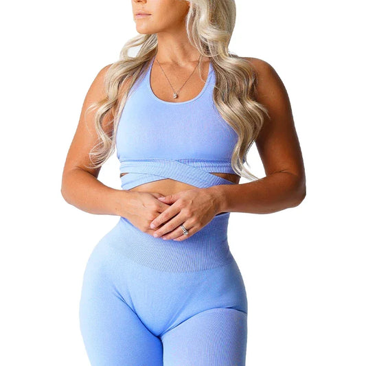 Sculpt Seamless Yoga Bra Top - Breathable Crisscross Design - FigureVerse