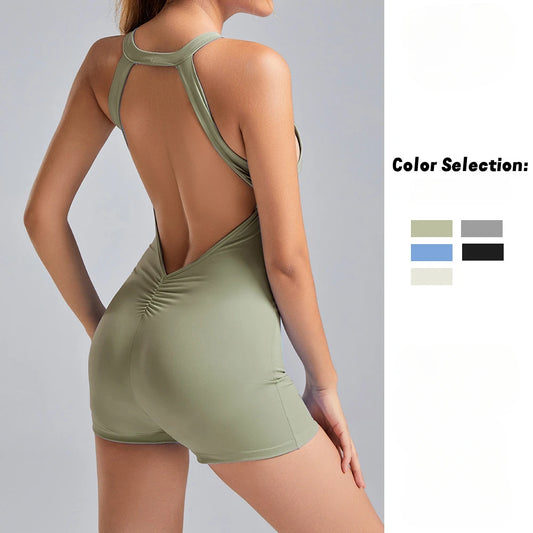 Seamless Yoga Jumpsuits Sports Quick-Drying Peach Butt Running Fitness sets Backless Leggings Tracksuit Gym sets for Women - FigureVerse