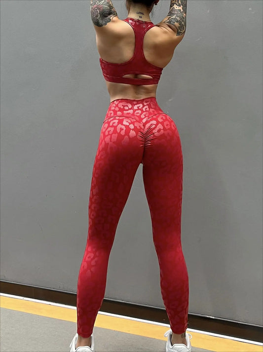 Turtleslow Breathable Leopard Yoga Set - Quick Dry & Seamless - FigureVerse