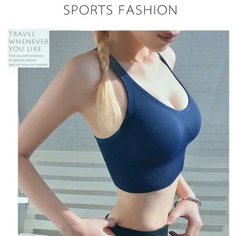 Aiithuug U-neck 3-Row Hooks Yoga Bras With Support Wireless Seamless Women's Criss-cross Sports Bra Beautiful Back Gym Underwear - FigureVerse