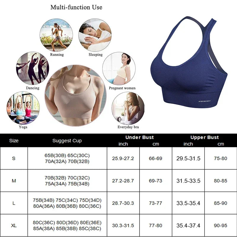 Aiithuug U-neck 3-Row Hooks Yoga Bras With Support Wireless Seamless Women's Criss-cross Sports Bra Beautiful Back Gym Underwear - FigureVerse