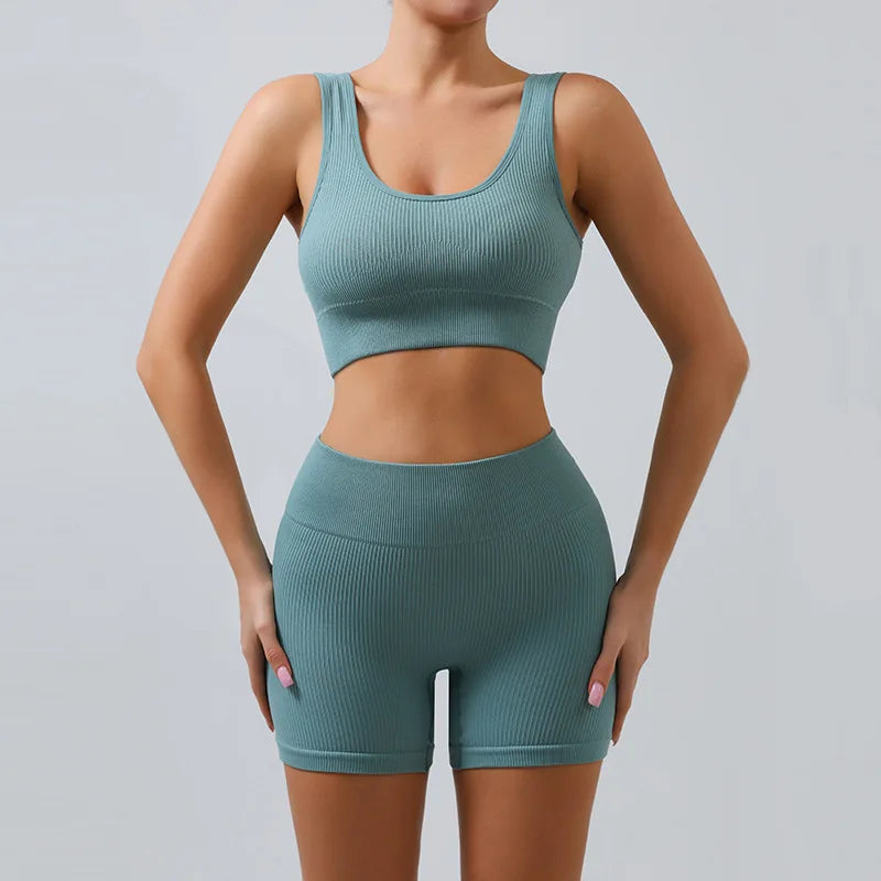 Breathable Seamless Yoga Set: Quick-Dry 2-Piece Workout Outfit - FigureVerse