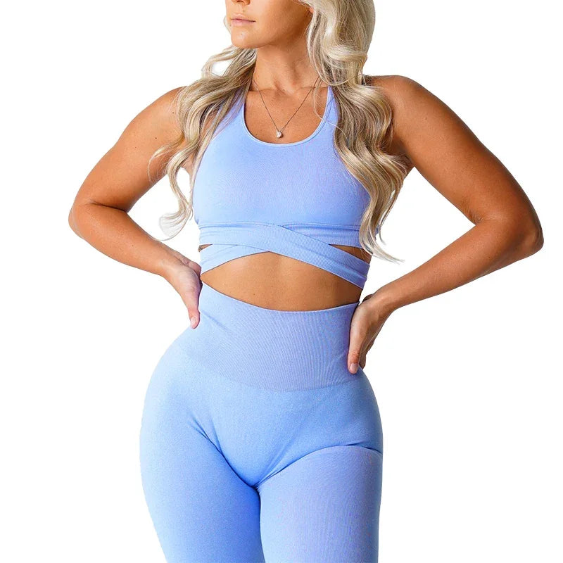Sculpt Seamless Yoga Bra Top - Breathable Crisscross Design - FigureVerse
