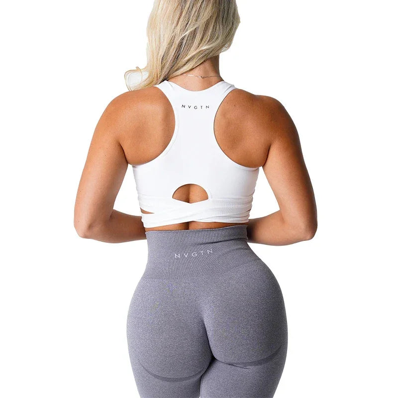 Sculpt Seamless Yoga Bra Top - Breathable Crisscross Design - FigureVerse
