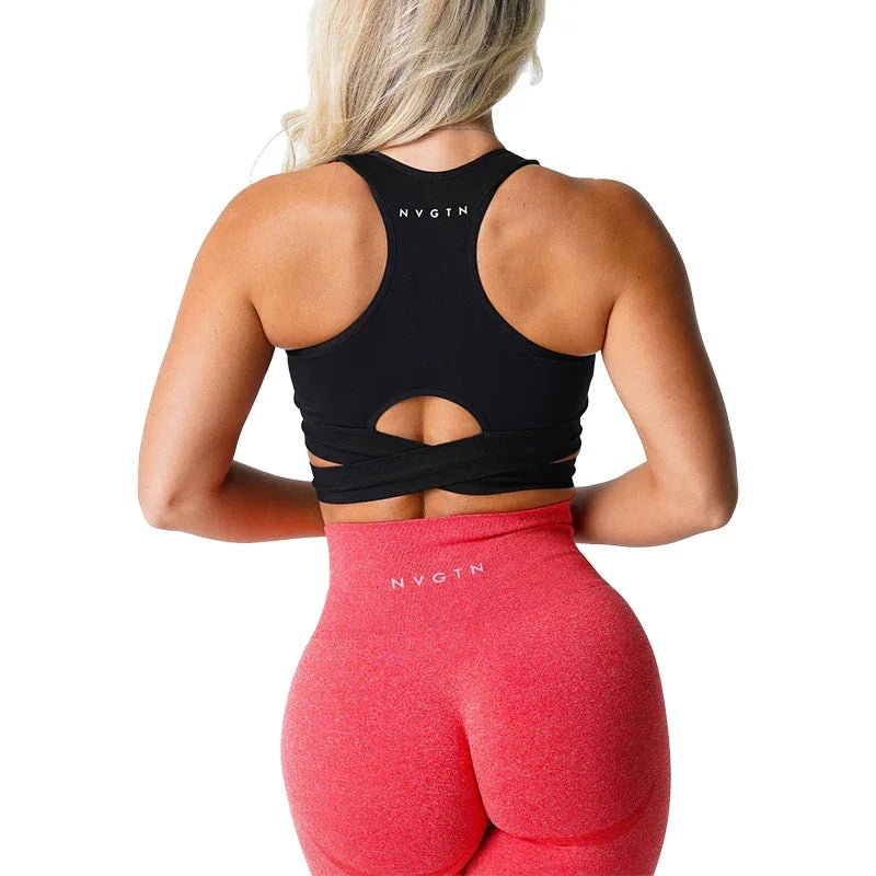 Sculpt Seamless Yoga Bra Top - Breathable Crisscross Design - FigureVerse