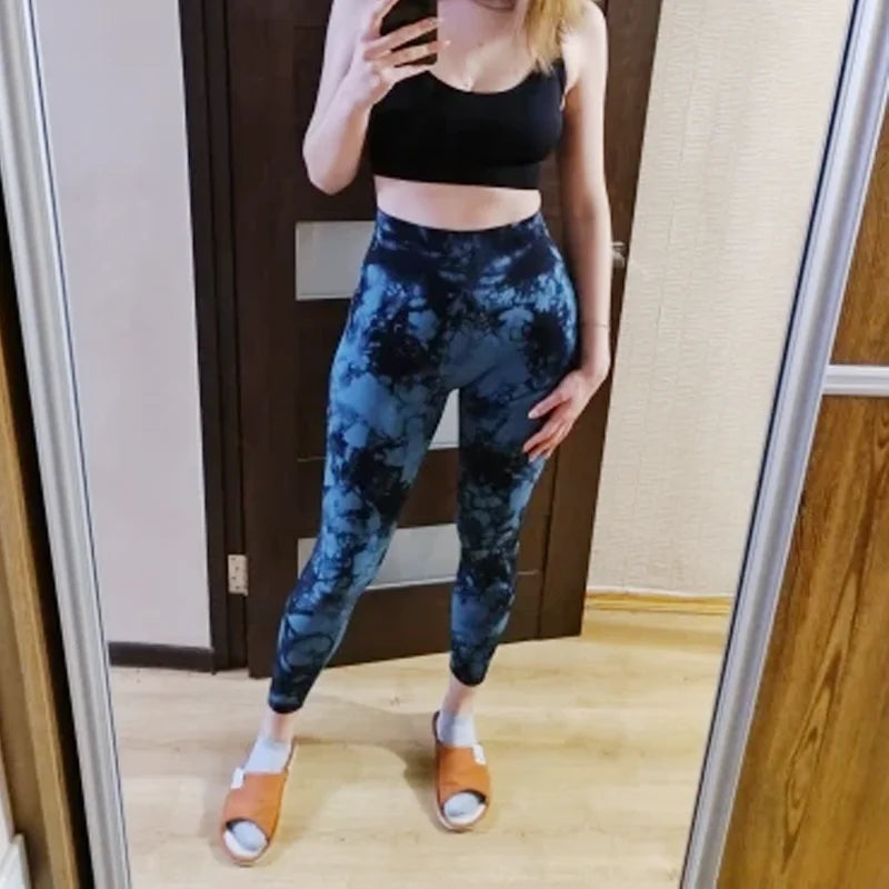 Seamless Tie-Dye High Waist Yoga Leggings for Women - FigureVerse