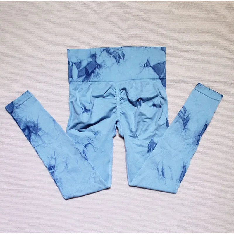 Seamless Tie-Dye High Waist Yoga Leggings for Women - FigureVerse