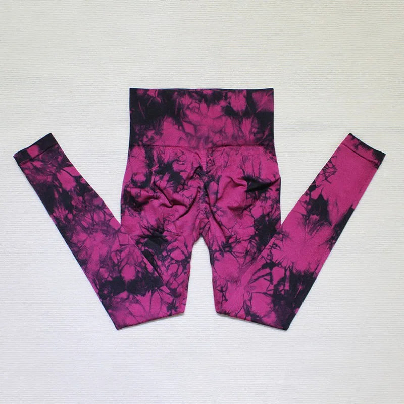 Seamless Tie-Dye High Waist Yoga Leggings for Women - FigureVerse