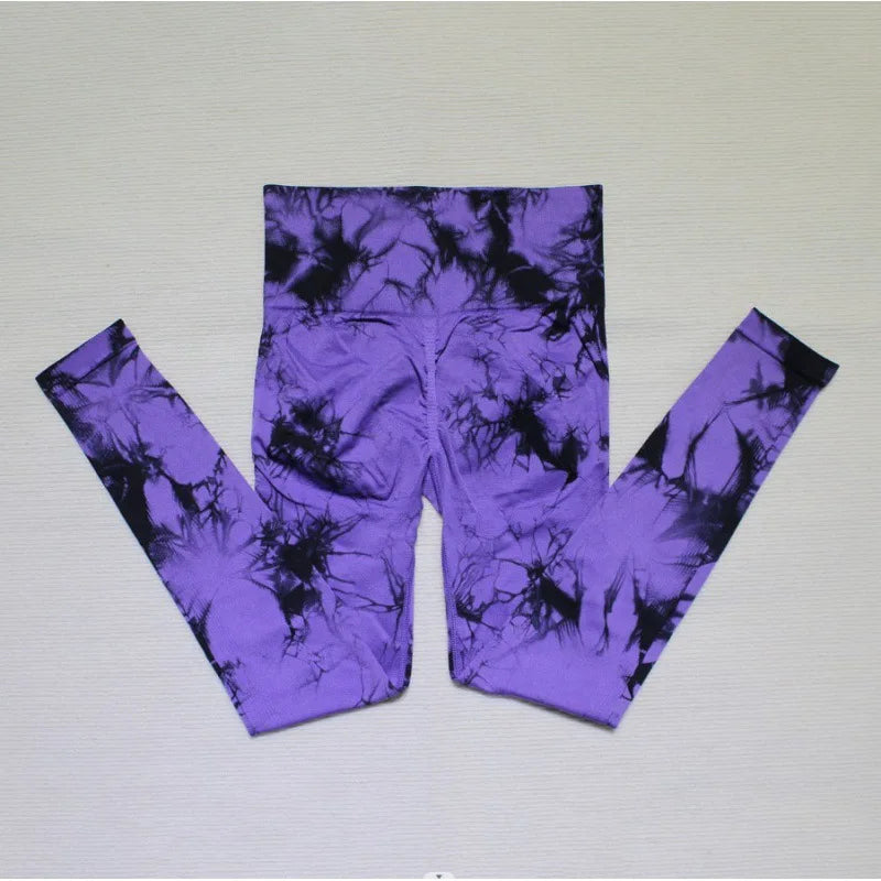 Seamless Tie-Dye High Waist Yoga Leggings for Women - FigureVerse
