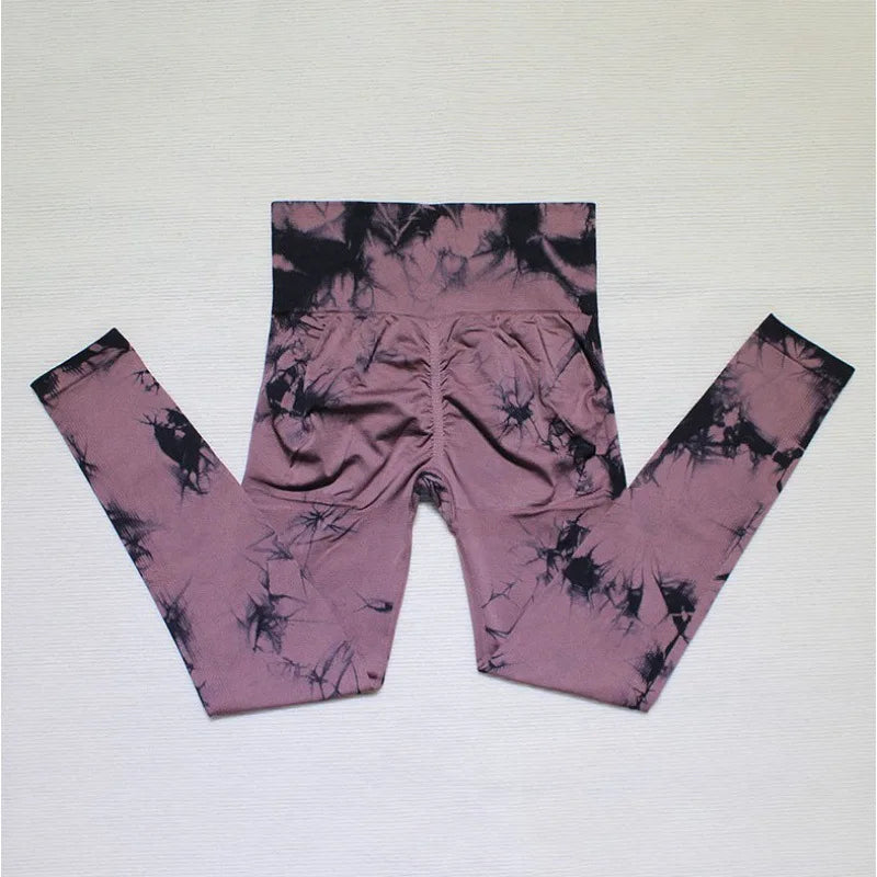 Seamless Tie-Dye High Waist Yoga Leggings for Women - FigureVerse