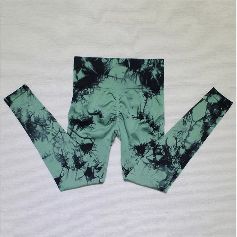 Seamless Tie-Dye High Waist Yoga Leggings for Women - FigureVerse