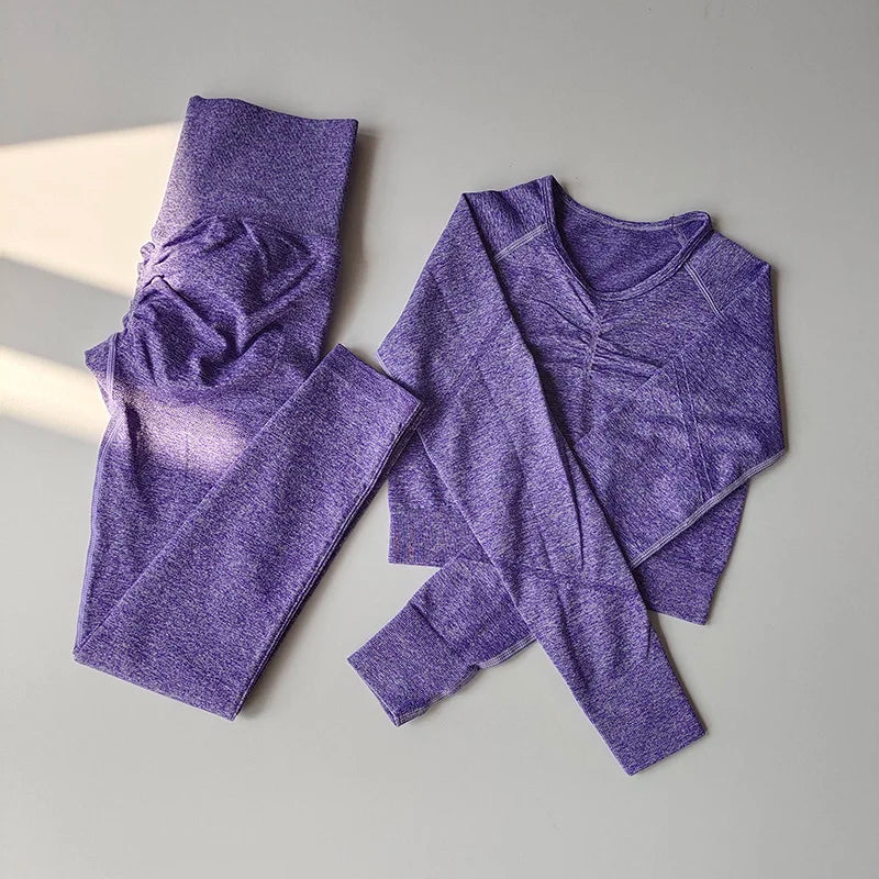 Seamless Women's Yoga Set: Breathable Quick-Dry Crop & Leggings - FigureVerse