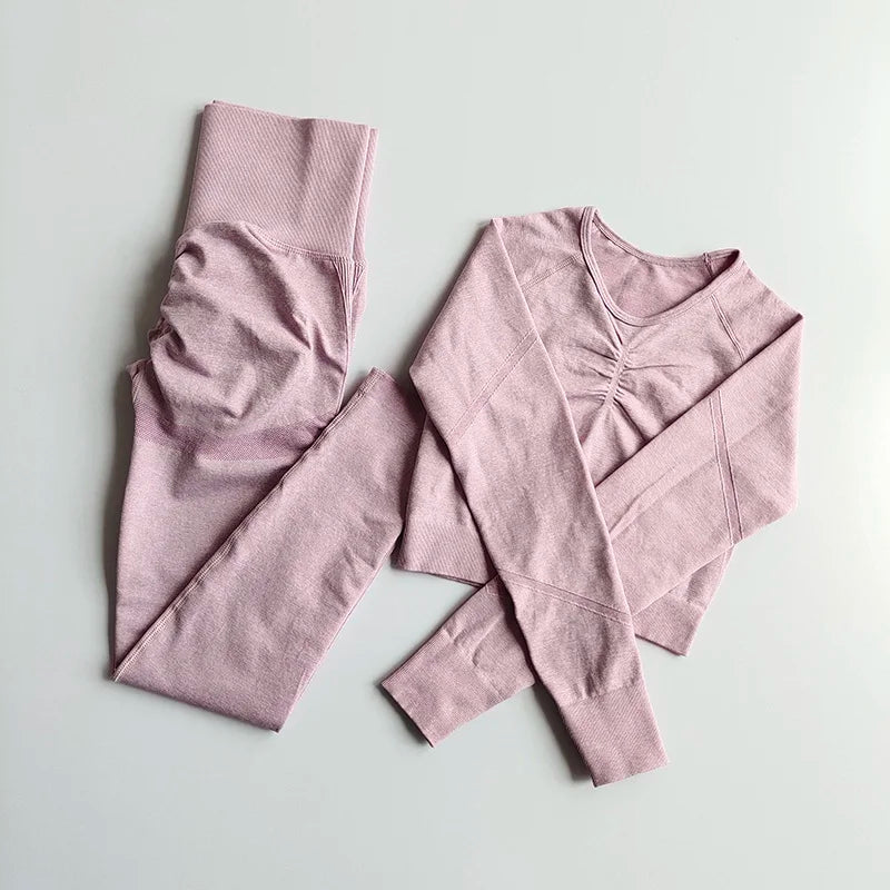 Seamless Women's Yoga Set: Breathable Quick-Dry Crop & Leggings - FigureVerse