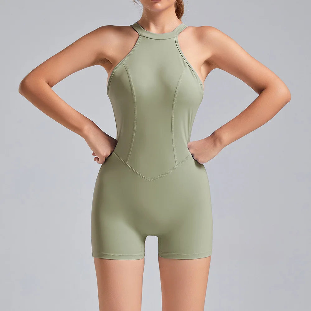 Seamless Yoga Jumpsuits Sports Quick-Drying Peach Butt Running Fitness sets Backless Leggings Tracksuit Gym sets for Women - FigureVerse