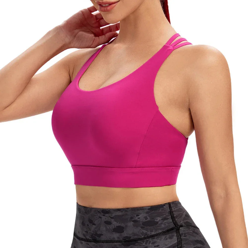 YISHILIYA Women's Breathable Quick-Dry Yoga Bra with Adjustable Straps - FigureVerse