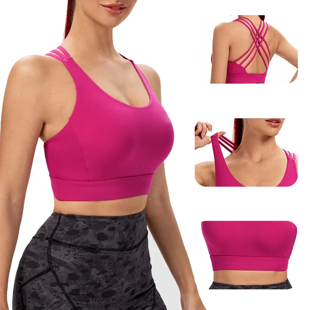 YISHILIYA Women's Breathable Quick-Dry Yoga Bra with Adjustable Straps - FigureVerse